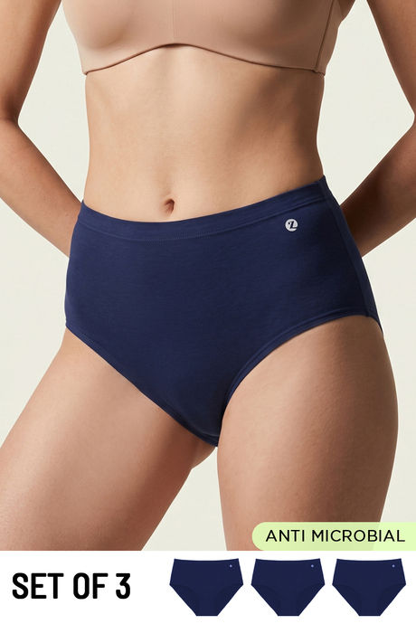 Zivame Anti-Microbial High Rise Full Coverage Hipster Panty (Pack of 3) - Multicolor Buy Zivame Anti-Microbial High Rise Full Coverage Hipster Panty (Pack of 3) - Multicolor